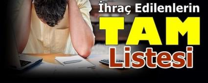 Bolu'dan ihra edilenlerin tam listesi