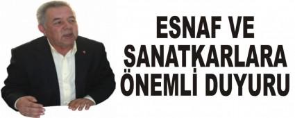 ESNAF VE SANATKARLARA NEML DUYURU