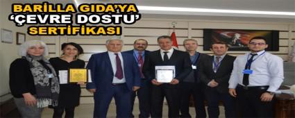 BARLLA GIDA\'YA EVRE DOSTU\' SERTFKASI