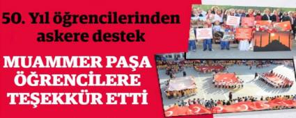 50. Yl rencilerinden askere destek