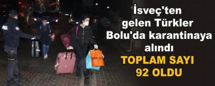 sve\'ten gelen Trkler Bolu\'da karantinaya alnd
