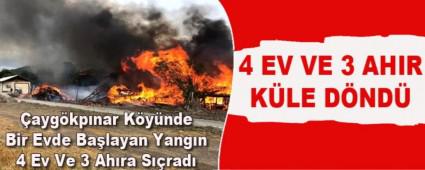 aygkpnar Kynde Bir Evde Balayan Yangn 4 Ev Ve 3 Ahra Srad