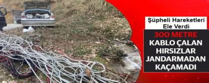 300 METRE KABLO ALAN HIRSIZLAR JANDARMADAN KAAMADI