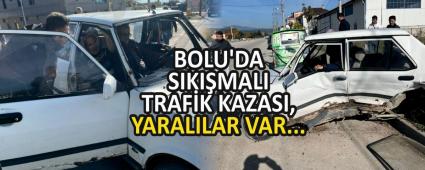 BOLU\'DA SIKIMALI TRAFK KAZASI, YARALILAR VAR...