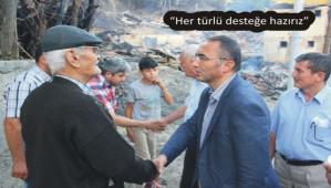 AK PART�L� S�YAS�LER YANGIN FELAKET�N�N YA�ANDI�I K�Y� Z�YARET ETT�