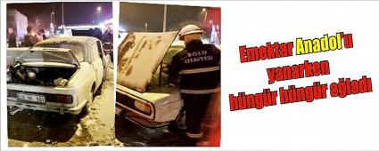 Otomobili yanarken g�zya�lar�na bo�uldu