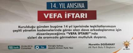 AK Parti'den vefa iftar�
