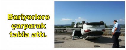 Bariyerlere �arp�p takla att�