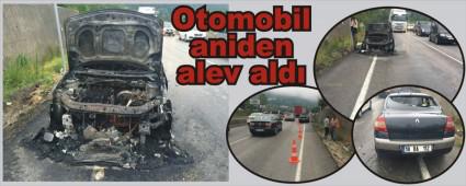 Seyir halindeki otomobil alev ald�