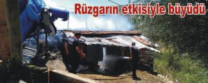 Ah�r ve samanl�k yand�